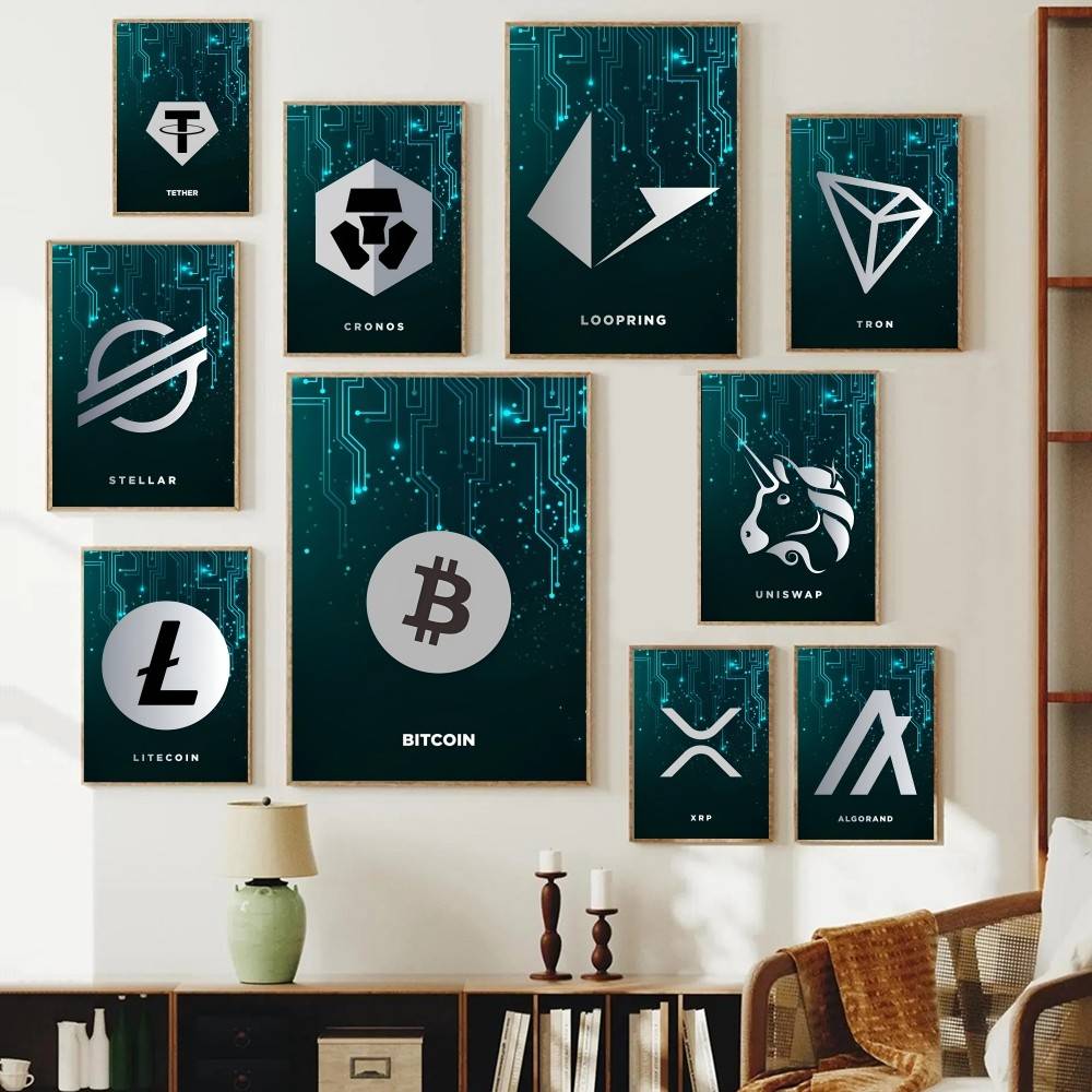 Tech Circuit Crypto Symbol Pos - Tech Office Wall Art review and price