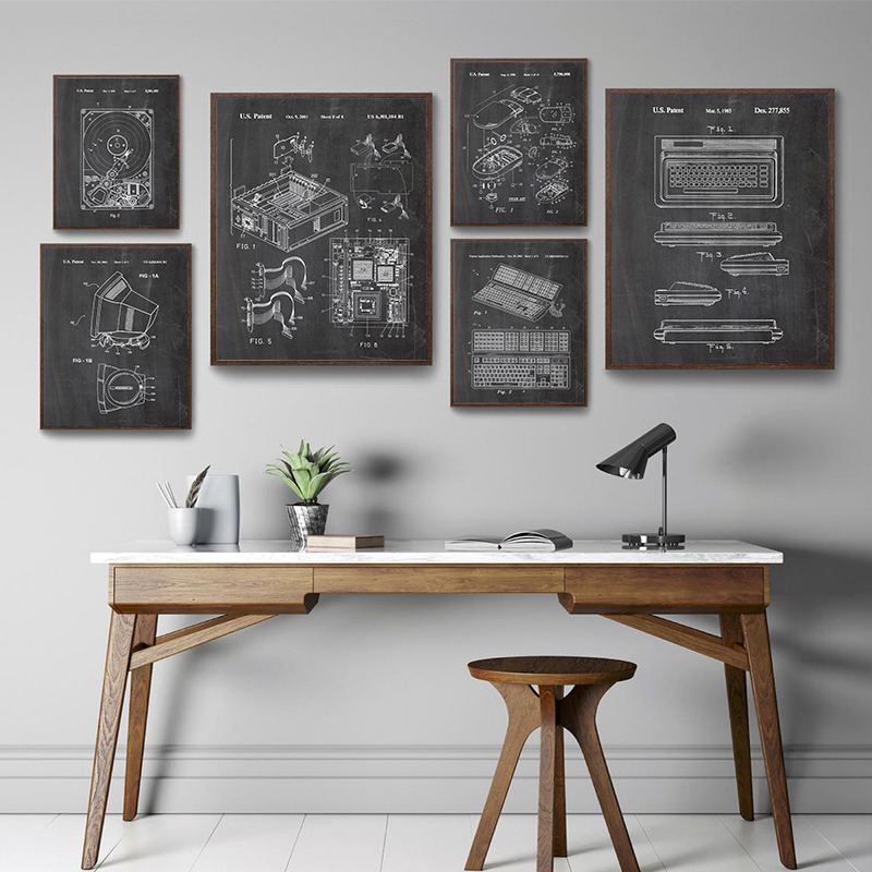 6Pcs Vintage Computer Patent W - Tech Office Wall Art review and price